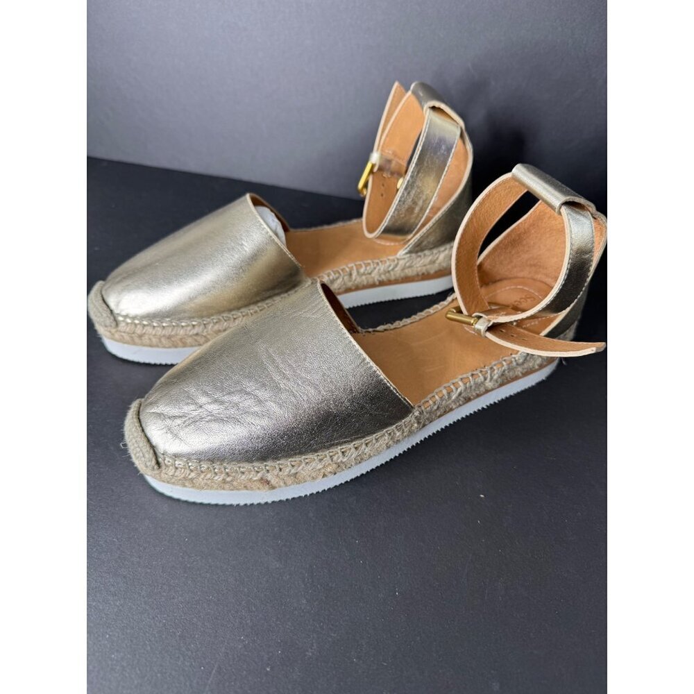 NIB See by Chloe Lamb Glyn Flat Light Gold Espadrilles Leather EU 40 US 9.5 - Picture 4 of 7